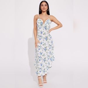 May Flowers Maxi Dress Blue/White XL